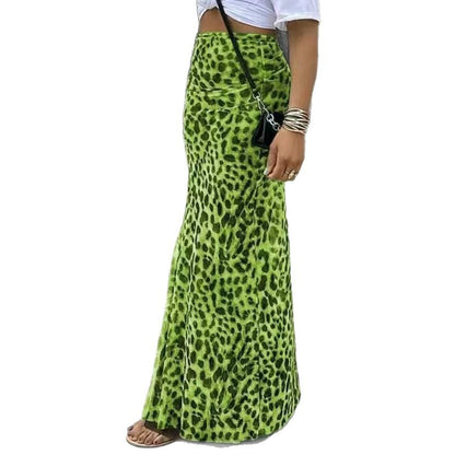 Leopard Print Women's High Waist Elegant Graceful Slimming Skirt