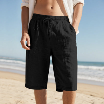 Shorts Uomo in Lino con Vita Elastico