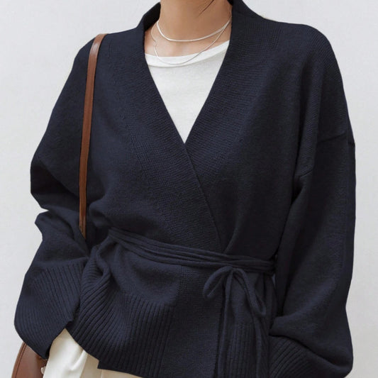 Dazy-Less Drop Shoulder Belted Cardigan