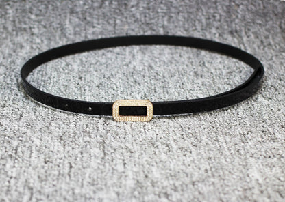 Fashionable All-match Bow Buckle Patent Leather Thin Belt