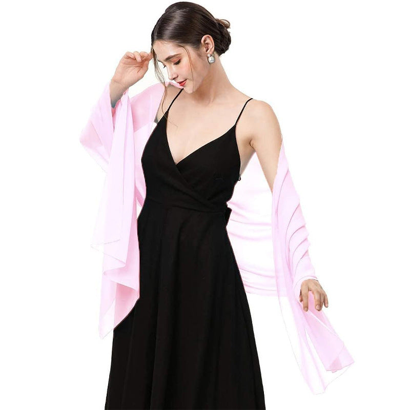 Long Thin Chiffon Shawl Scarf Dual-use
