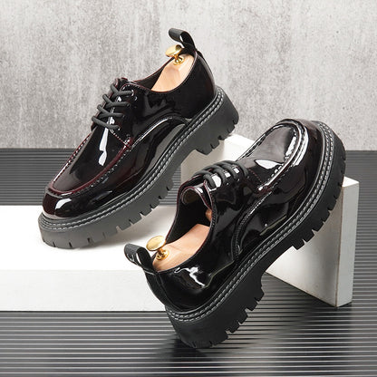 Men's Retro British Style Casual Shoes With Inner Heightening Thick Sole