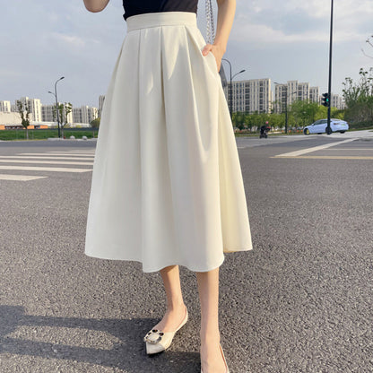 Women's Mid-length Skirt High Waist Pleated Skirt