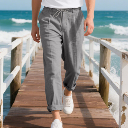 American Linen Men's Casual Pants Summer Loose Straight