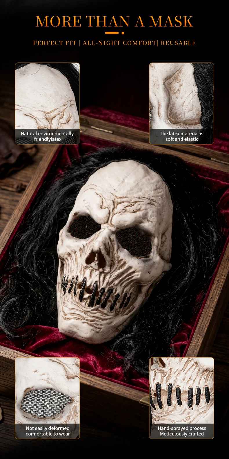 🔥Maschera Teschio Nero Lattice Horror Halloween Carnevale Cosplay