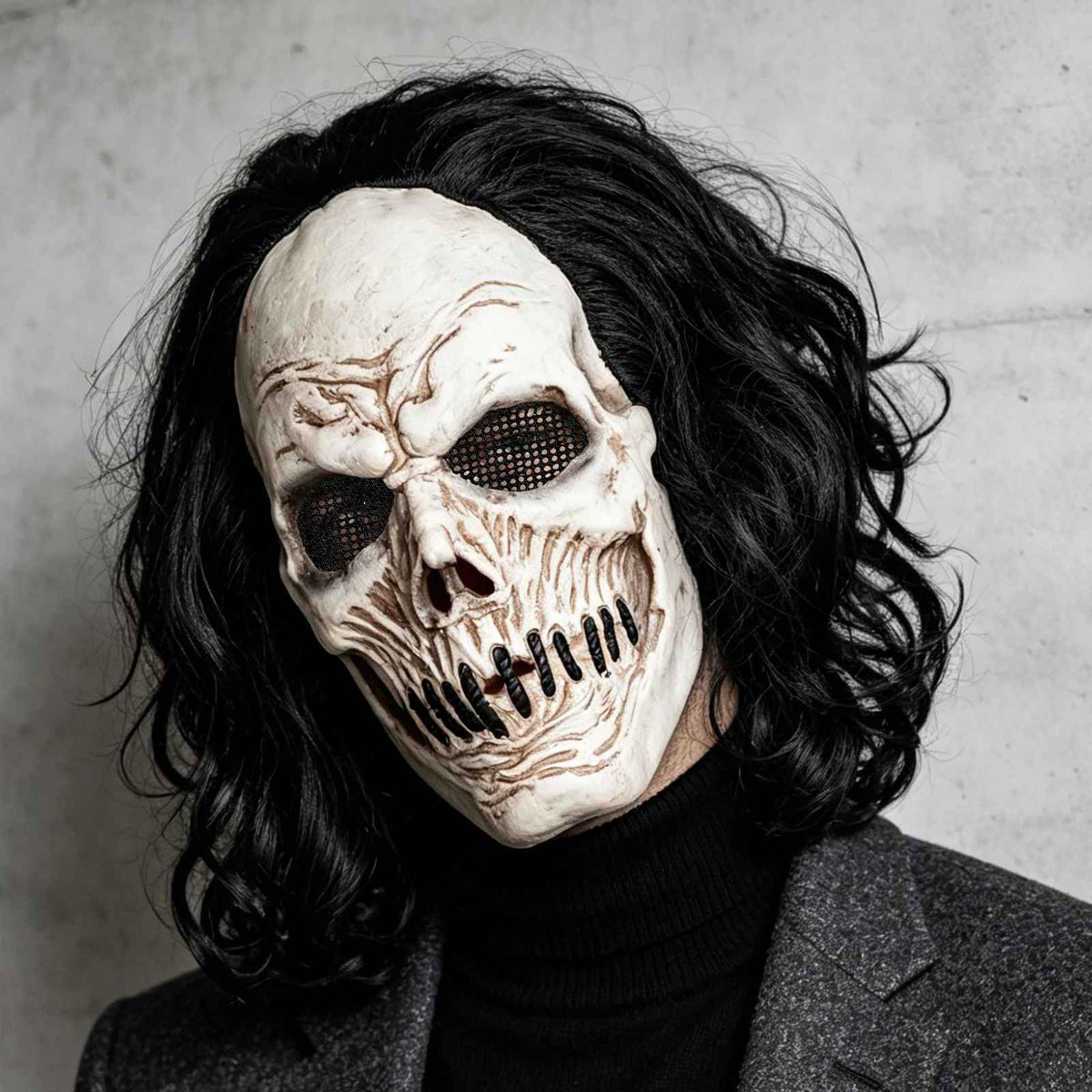 🔥Maschera Teschio Nero Lattice Horror Halloween Carnevale Cosplay