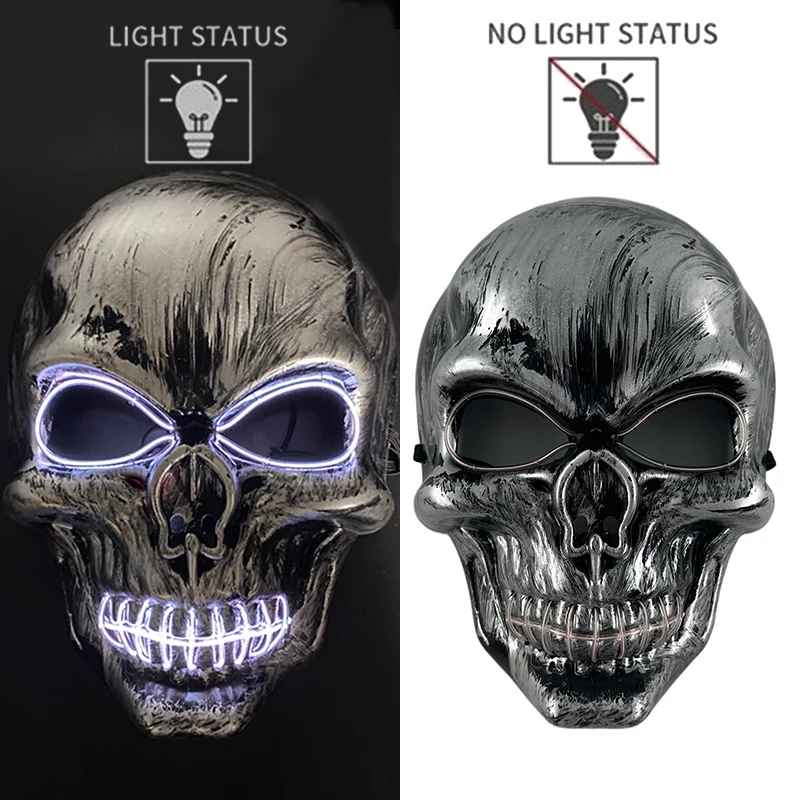 💀 Maschera Teschio 3D Evil & LED Glow – Halloween, Cosplay & Night Club