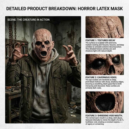🧟♂️ Maschera Realistica da Zombie in Lattice  Full Face