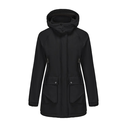 Parka Fleece Padded Coat Shell Jacket Waterproof Lady Fall Winter Coat