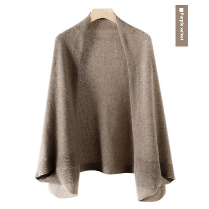 Women's Cashmere Shawl Knitting Cape Dual Purpose Scarf