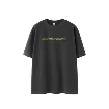 Worn Washed Embroidered T-shirt American Retro