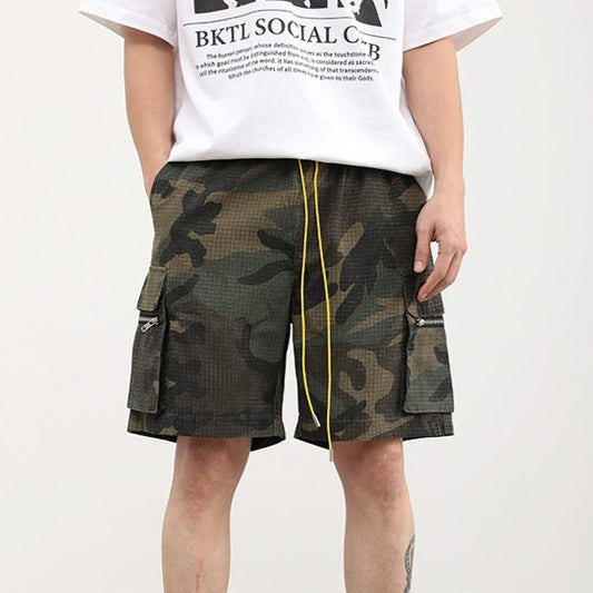 Pantaloncini Uomo Cargo Multitasche – Stile Workwear Americano, Camouflage, Leggeri e Resistenti