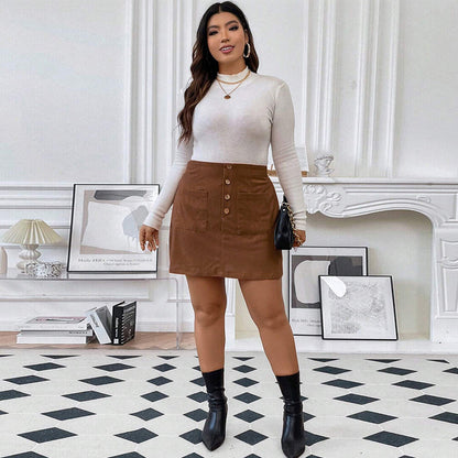 Women's A- Line Skirt With Pockets Corduroy Skirt