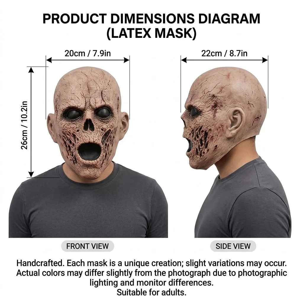 🧟♂️ Maschera Realistica da Zombie in Lattice  Full Face