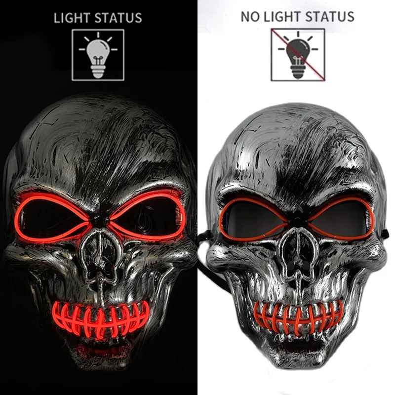 💀 Maschera Teschio 3D Evil & LED Glow – Halloween, Cosplay & Night Club