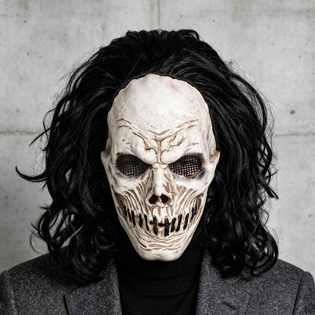 🔥Maschera Teschio Nero Lattice Horror Halloween Carnevale Cosplay