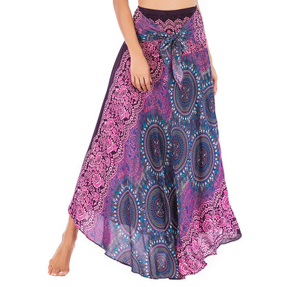 Casual Half-length Beach Vacation Two-way Large Swing Skirt