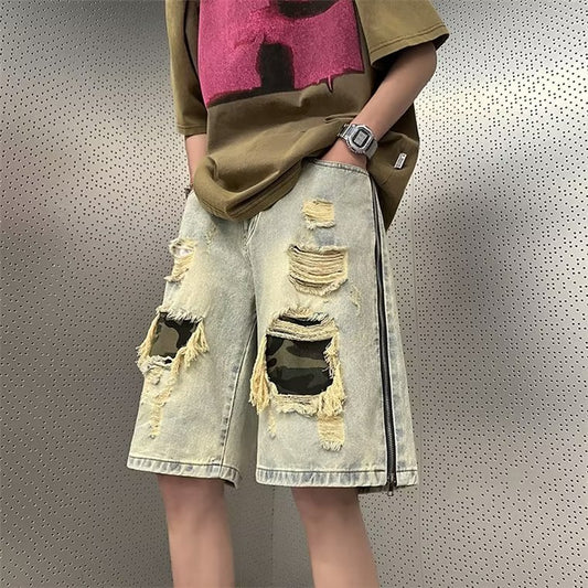 Shorts Uomo Estivi Denim – Ripped Camouflage, Casual e Trendy