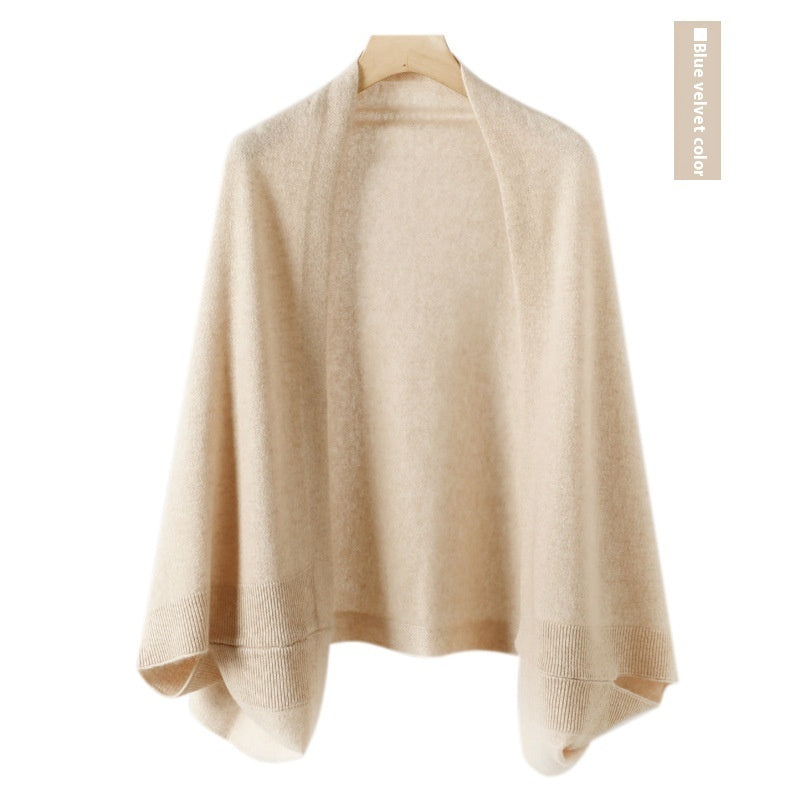 Women's Cashmere Shawl Knitting Cape Dual Purpose Scarf