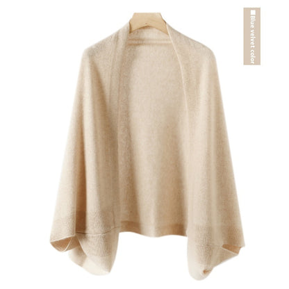 Women's Cashmere Shawl Knitting Cape Dual Purpose Scarf