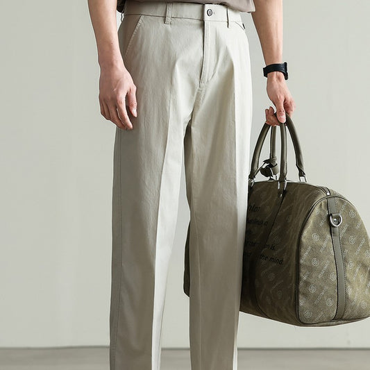 Cotton Blended Elasticated Slacks Men's Straight