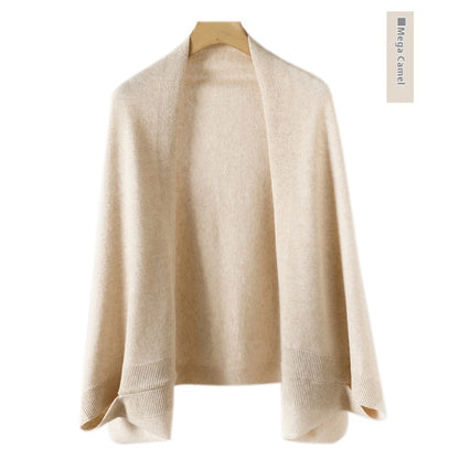 Women's Cashmere Shawl Knitting Cape Dual Purpose Scarf