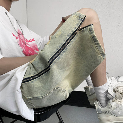 Shorts Uomo Denim Ripped – Vintage Blu, Larghi Cinque Punti