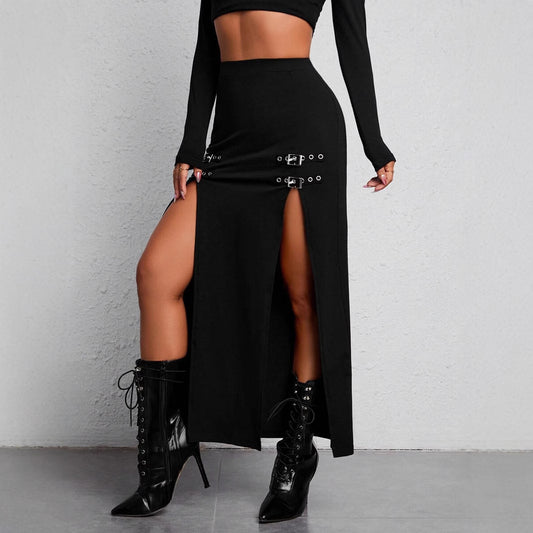 Street Slim-fit Sheath High Slit Skirt