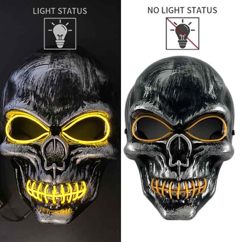 💀 Maschera Teschio 3D Evil & LED Glow – Halloween, Cosplay & Night Club