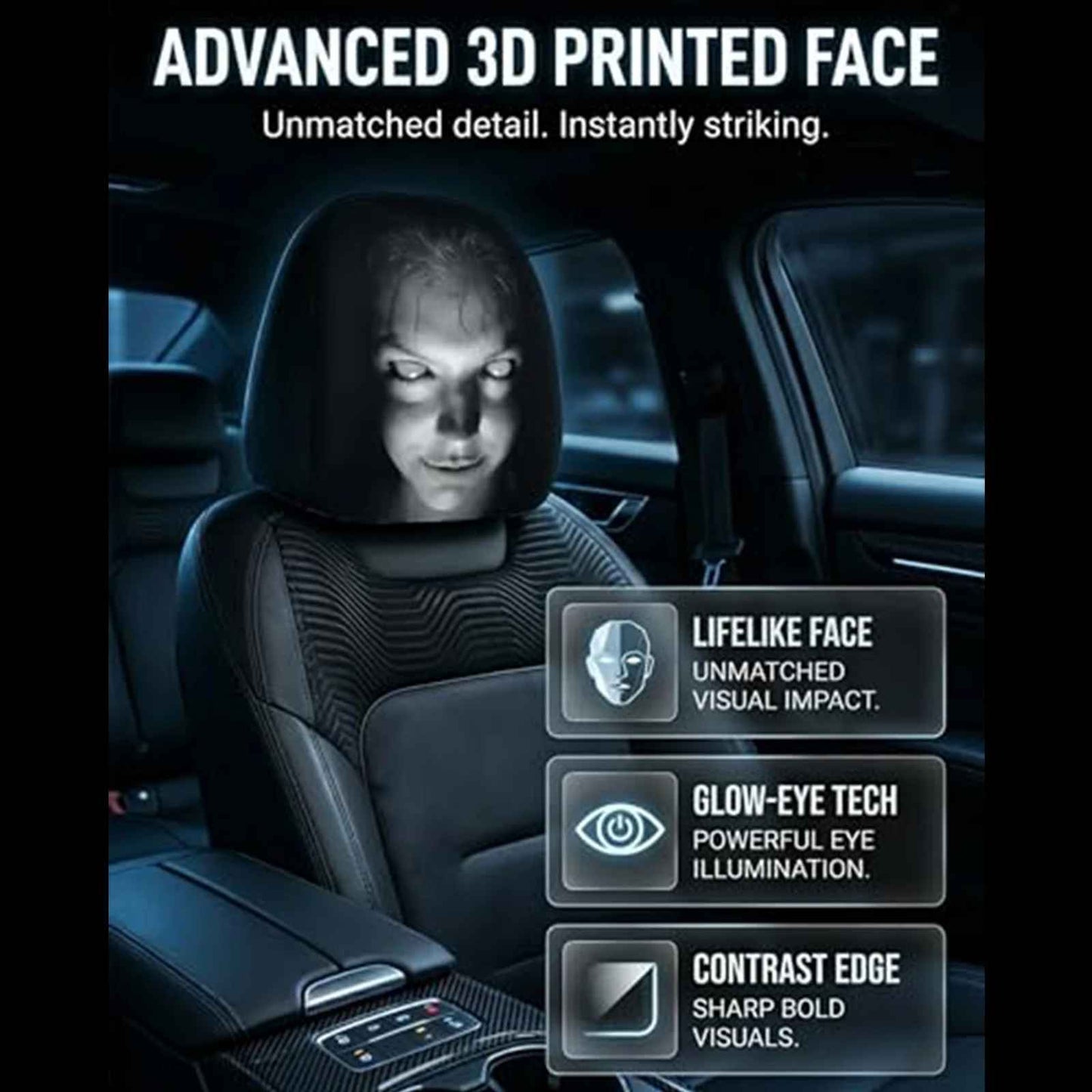 2/4/6 Pezzi Copri Poggiatesta AutoHorror Halloween, Universali, Traspiranti ed Elastici