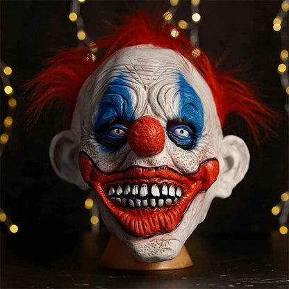 Maschera spaventosa da clown in lattice, per Halloween, raccapricciante con capelli, costume horror per cosplay