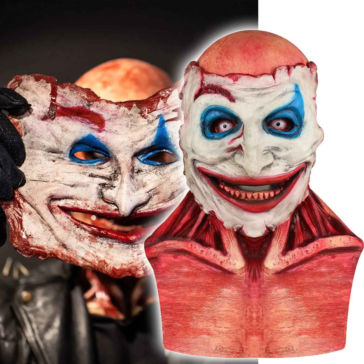 Maschera di Halloween  Joker o Ghost Rider doppia maschera in lattice