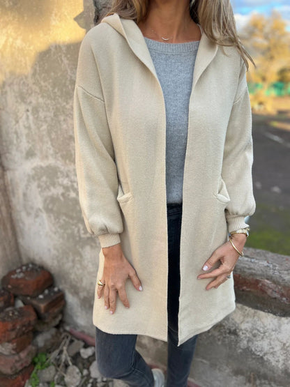 Women's Woolen Pocket Hooded Jacket