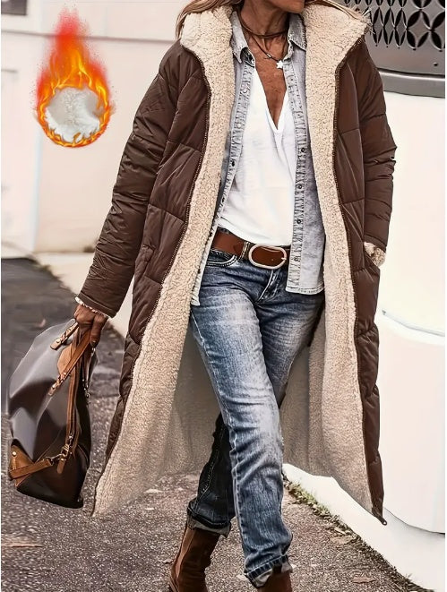 A Plain-colored Cotton-padded Jacket For Ladies