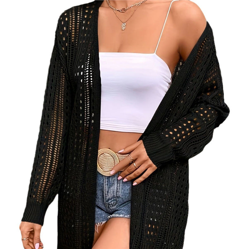 Plus Size Hollow-out Beach Knitted Loose Women's Cardigan