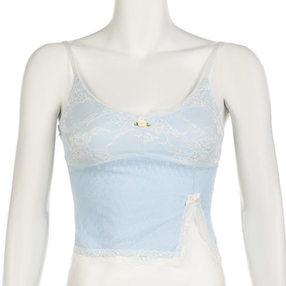 Contrast Color Embroidered Lace Sling For Women