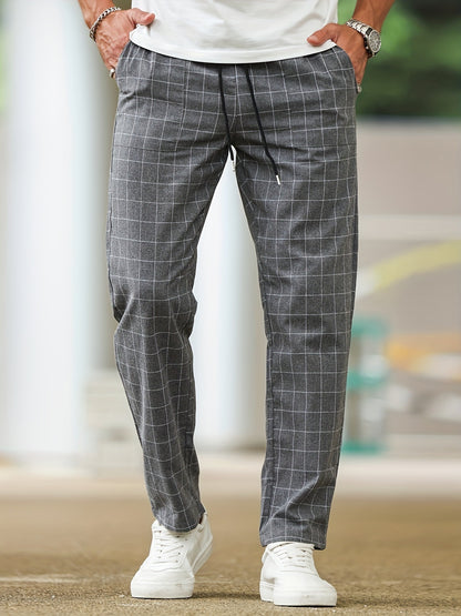 Men's Comfortable Soft Polyester Stripe Plaid Pants