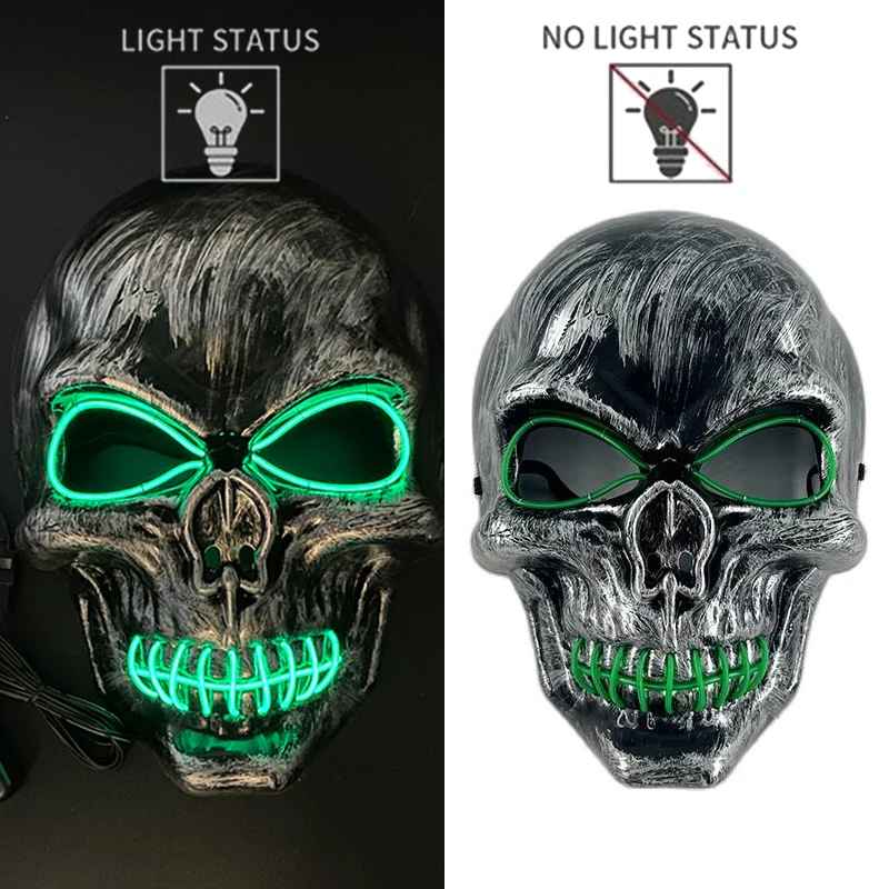 💀 Maschera Teschio 3D Evil & LED Glow – Halloween, Cosplay & Night Club