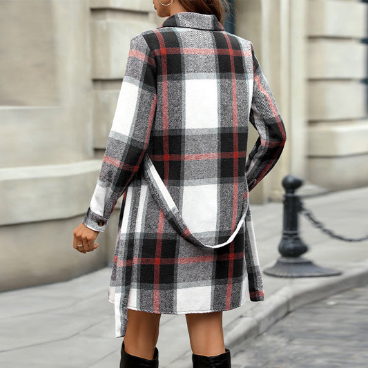 Shirt Belt Cardigan A- Line Mid-length Dress