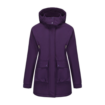 Parka Fleece Padded Coat Shell Jacket Waterproof Lady Fall Winter Coat