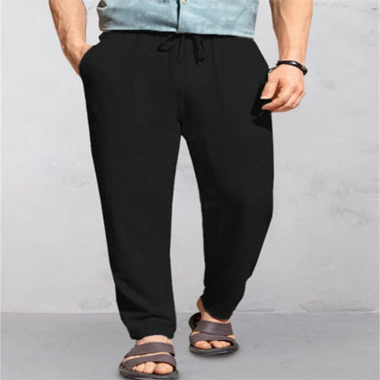 Men's Linen Breathable Outdoor Pants Loose Drawstring Pants Comfortable Casual Pants