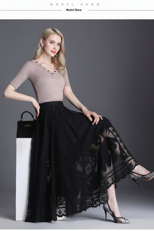 Gonna Donna Midi Vita Alta Linea A Ampia in Tulle Elegante Taglia Unica