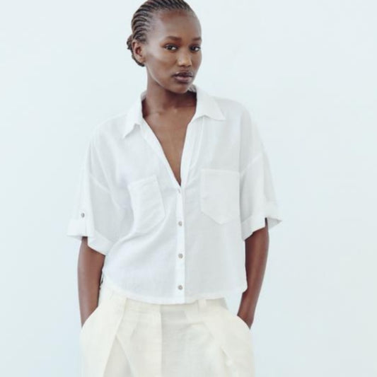 Retro Style Fashionable All-match Lapel Single Breasted Short Top