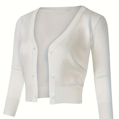 Solid Color Button Up Front Woolen Sweater For Casual Wear