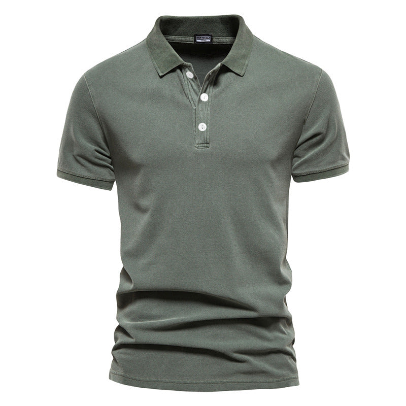 Lapel European And American Sports Men Twill Short Sleeve