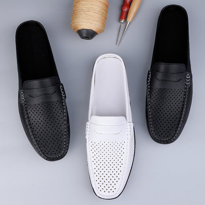 Scarpe Uomo Casual in Pelle Traforata – Mezza Ciabatta Traspirante