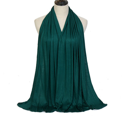 Pure Color Mercerized Cotton Headscarf Warm Shawl