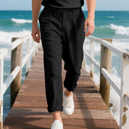 American Linen Men's Casual Pants Summer Loose Straight