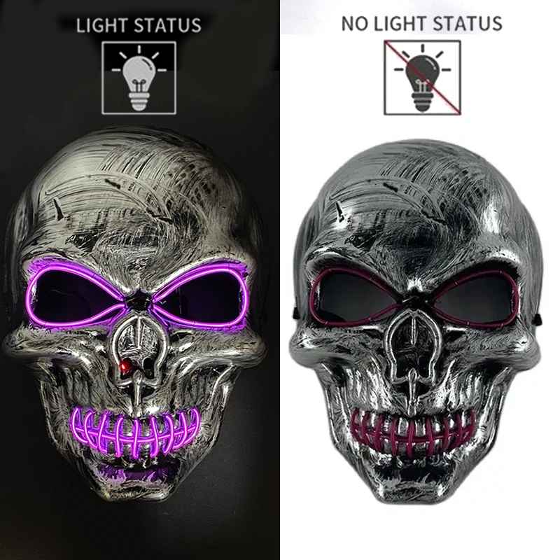 💀 Maschera Teschio 3D Evil & LED Glow – Halloween, Cosplay & Night Club