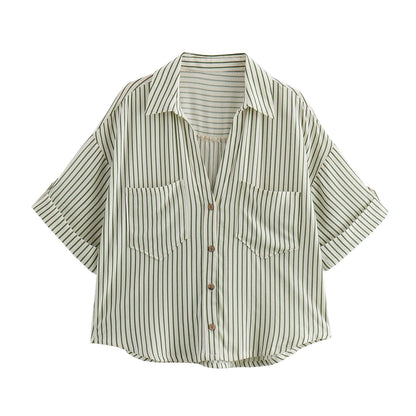 Retro Style Fashionable All-match Lapel Single Breasted Short Top